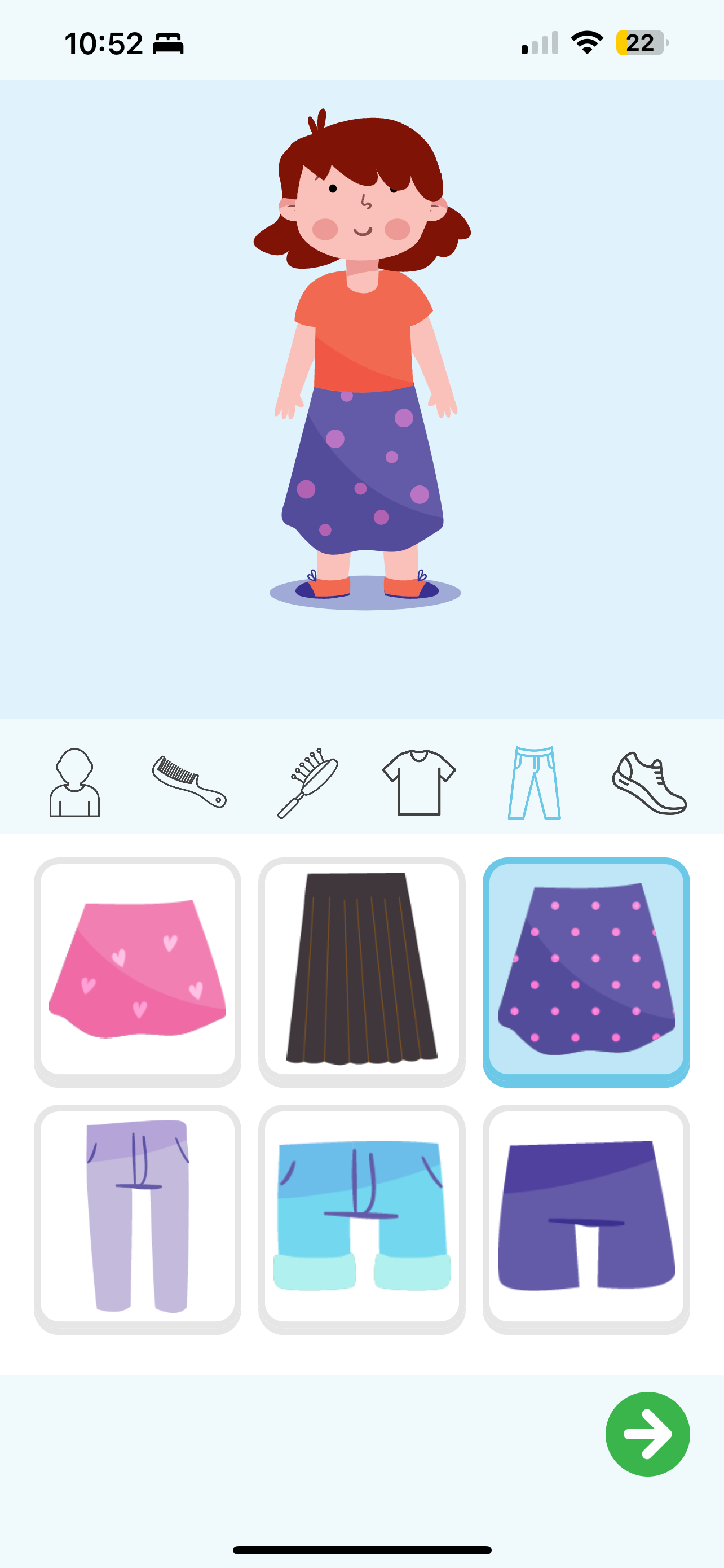 Amal app — avatar customization with clothing options for child characters